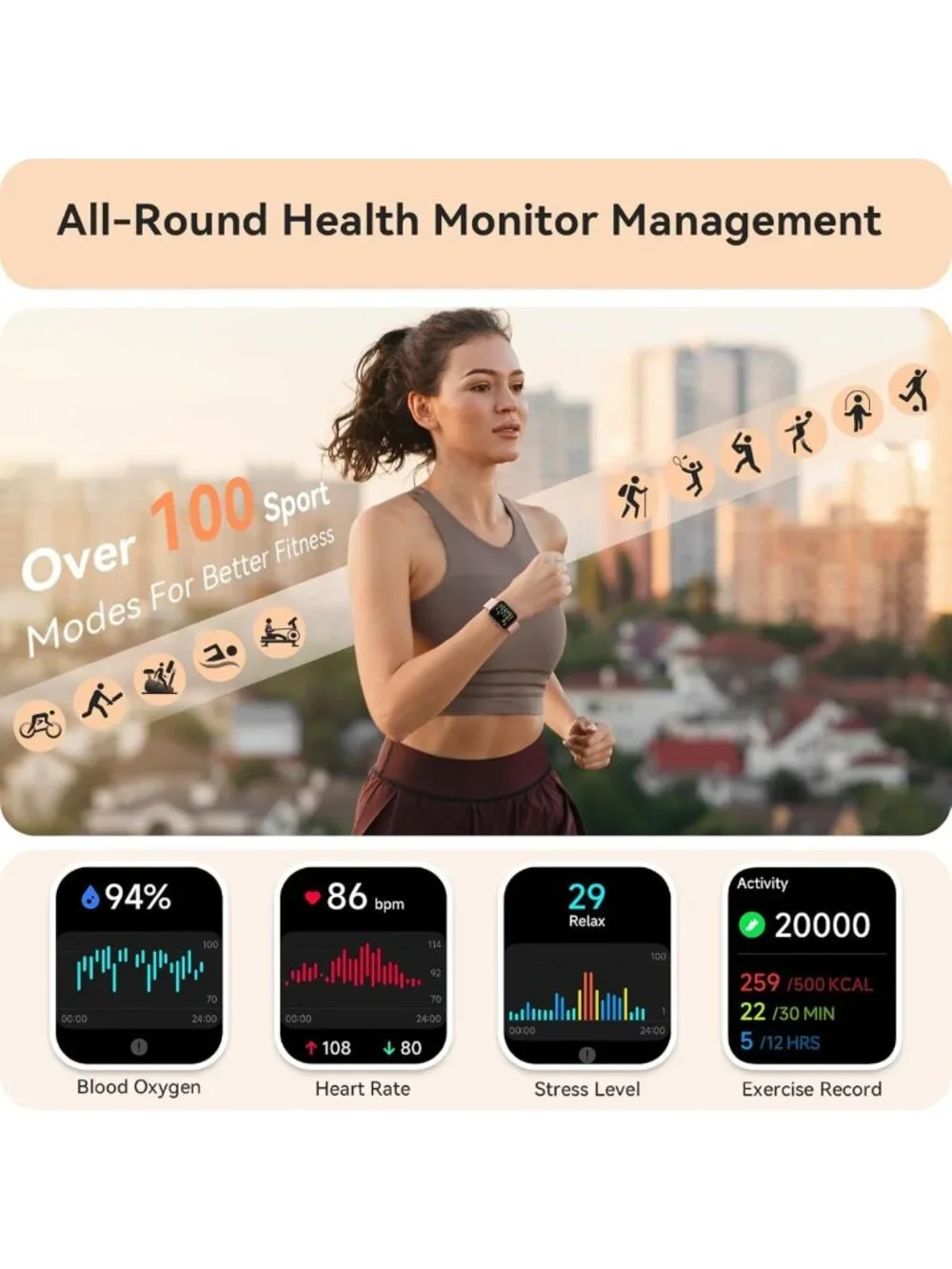 Stylish Smart Watch for Women - Bluetooth Fitness Tracker, Alexa, IP68